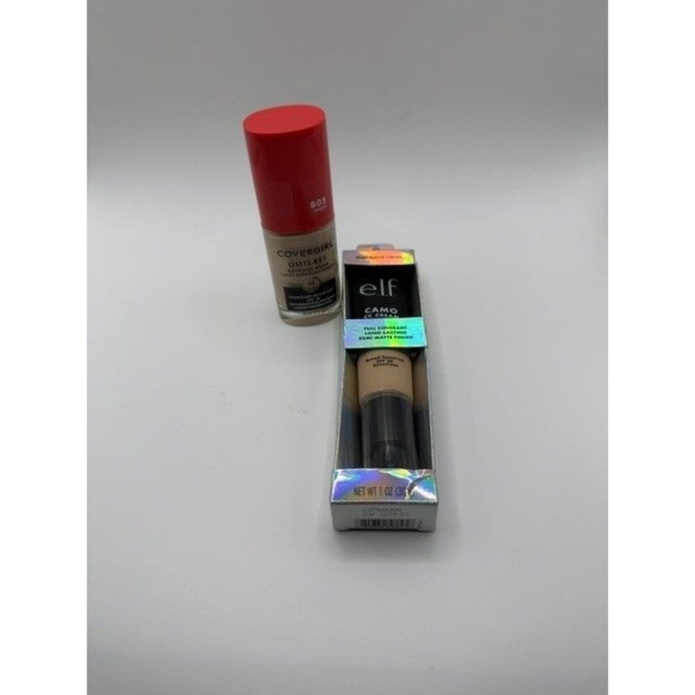 Covergirl Outlast Foundation 805 Ivory + e.l.f. Camo CC Cream Fair 125 C New Lot